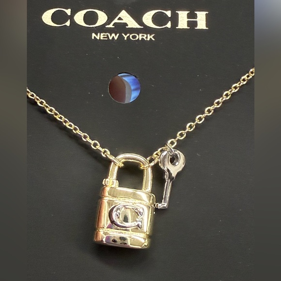 Coach Gold Padlock and Key Necklace - Picture 2 of 5
